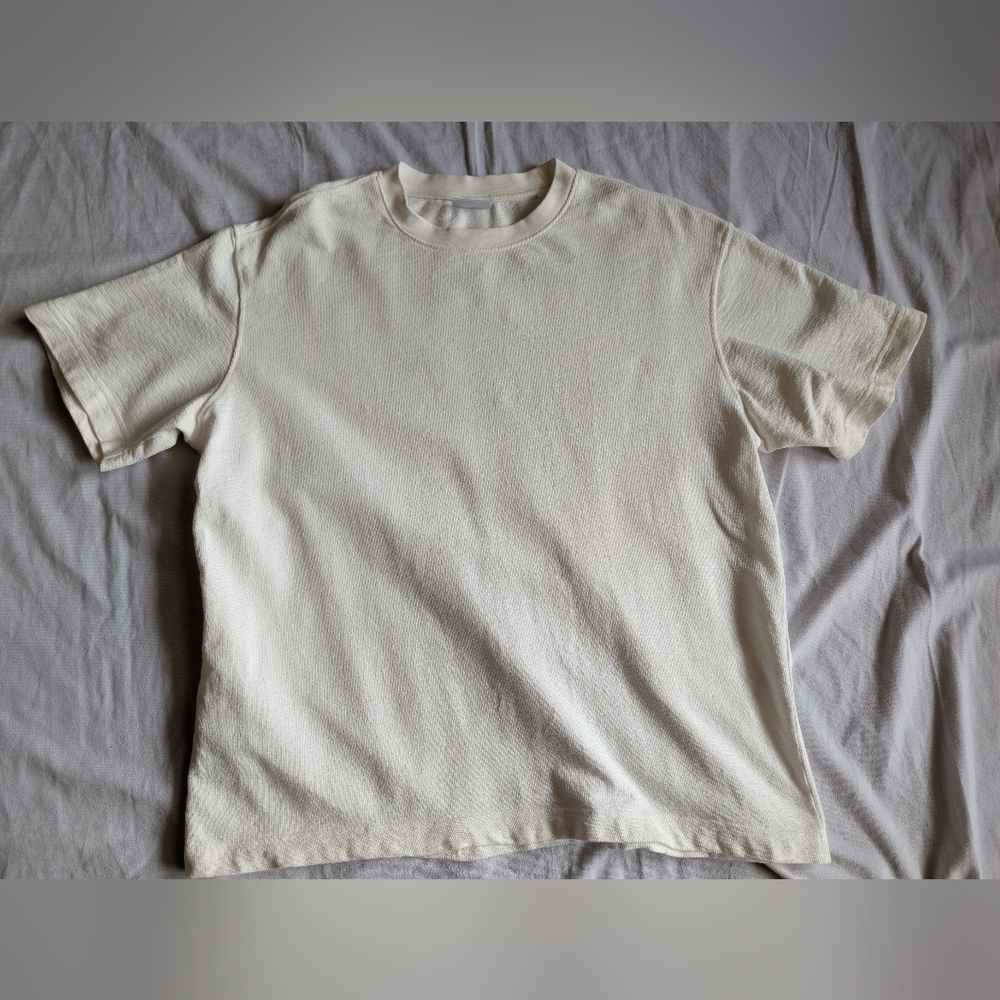 MNG White Textured T Shirt Size Medium